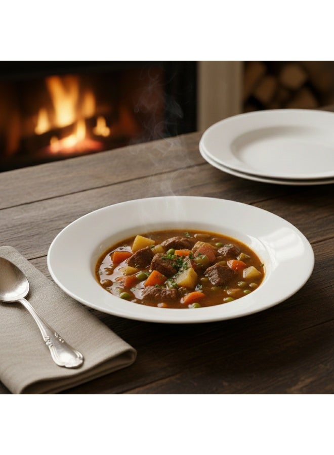 Luminarc  White Ceramic Soup Plate 22cm Elegant Round Serving Plates for Home Hotel & Restaurant Microwave & Dishwasher Safe Tableware - Image 5